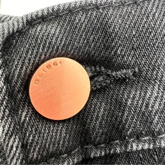 NWT DL1961 premium denim Hepburn wide leg high rise ankle jeans in Lark black 26 - Picture 11 of 17